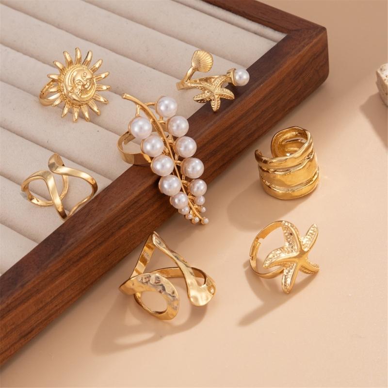 Stylish Sea Star Solar Designs Alloy Rings Comfortable Wear For Daily Outfits