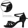 Latindansskor för kvinnor Satin Ballroom Performance Dansskor 7CM Klack