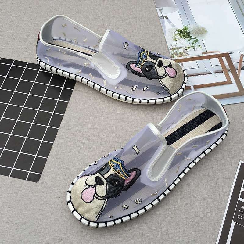 Old North Handmade Cloth Shoes Social People Hollow Mesh Shoes Air Conditioning Shoes Lazy Pervert Embroidery Face Mesh Sandals