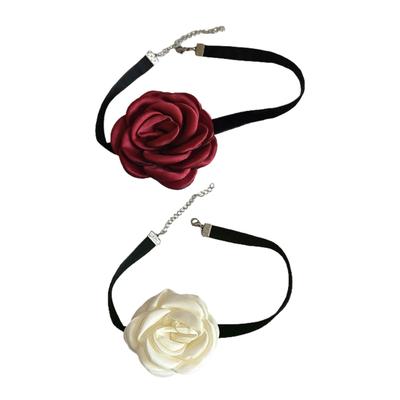 Vintage Temperament Rose Choker Sexy Soft Velvets Necklace for Women Fashion Statement Dinner Party Collar Jewelry
