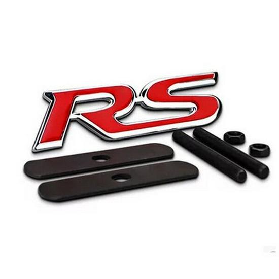 RS Modified Metal Car Emblem Grille and Rear Decoration Sticker Red RS Grille Emblem