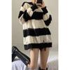 Hohl Gestreiften Gothic Pullover Frauen Stricken Pullover Schwarz Weiß Lose Jumper Pull Weibliche Lange Hülse O-ansatz Neue Mode Frühjahr Herbst