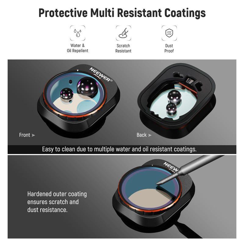 NEEWER Variable ND Filter Set Compatible with DJI Mini 4 Pro 4 Pack ND2-ND32 (1-5 Stops) ND64-ND512 (6-9 Stops) ND/CPL/UV Filter