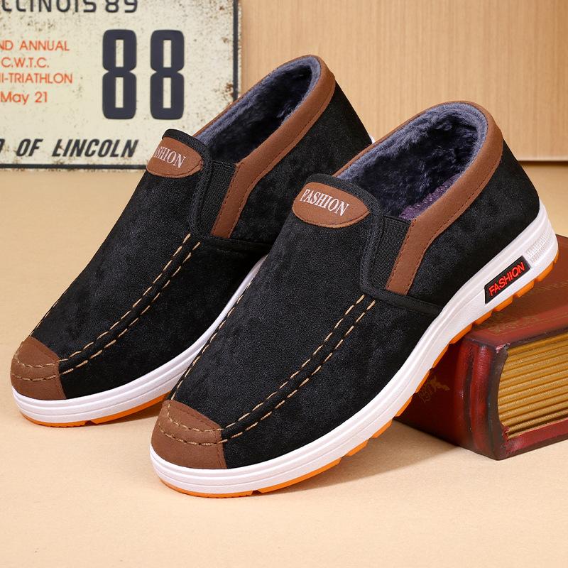 Winter new cotton boots velvet warm leather snow boots thickened large cotton boots men's high-top men's sports cotton shoes