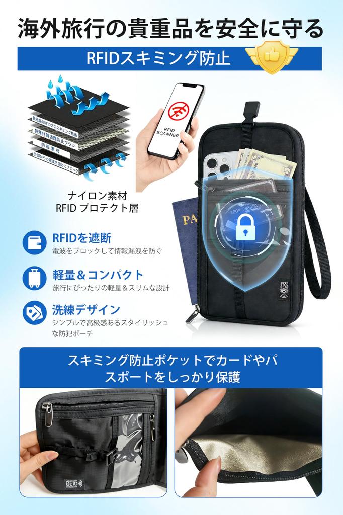 Multifunctional Passport Neck or Security Skimming Prevention Back Security Perfect for International Business and Nylon and Oxford Fabric [S