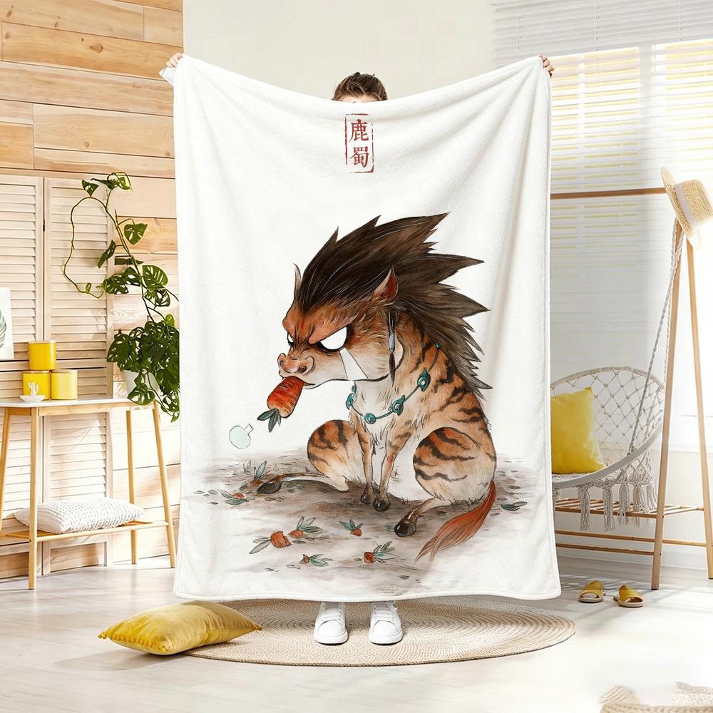 Cartoon S-Shan Hai Jing Beasts Throw Soft Warm Throw Blanket For Bedroom Living Room Bed Travel Camping Picnic Gift