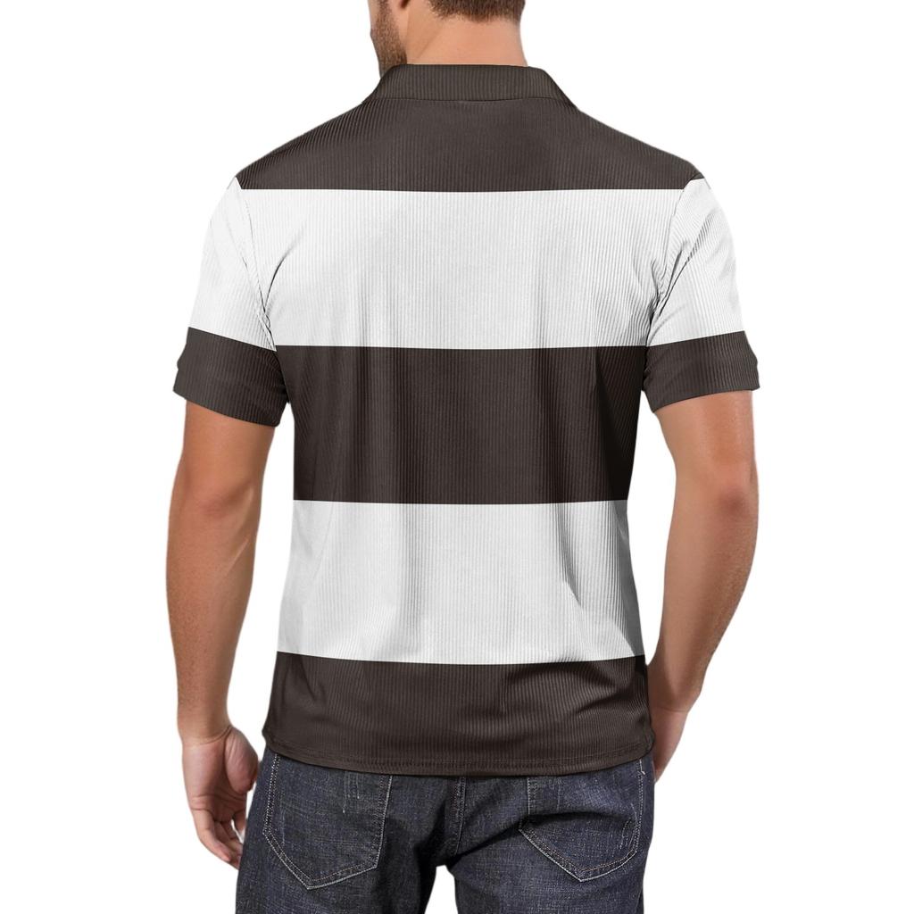 Moda Hombre Top Estampado Cuello en V Manga Corta Camiseta de Golf