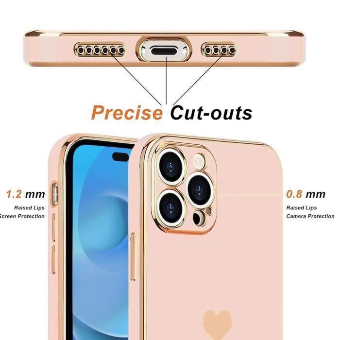 Coque - E.F.CONNECTION - pour iPhone 14 Pro - Rose - Motif Cœur - Anti-rayures et antichoc