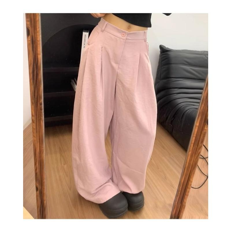 

Легкий костюм фу, широкие брюки для женщин, весна, новые узкие свободные брюки из ледяного шелка с высокой талией, летние брюки в стиле ленивой моды XL