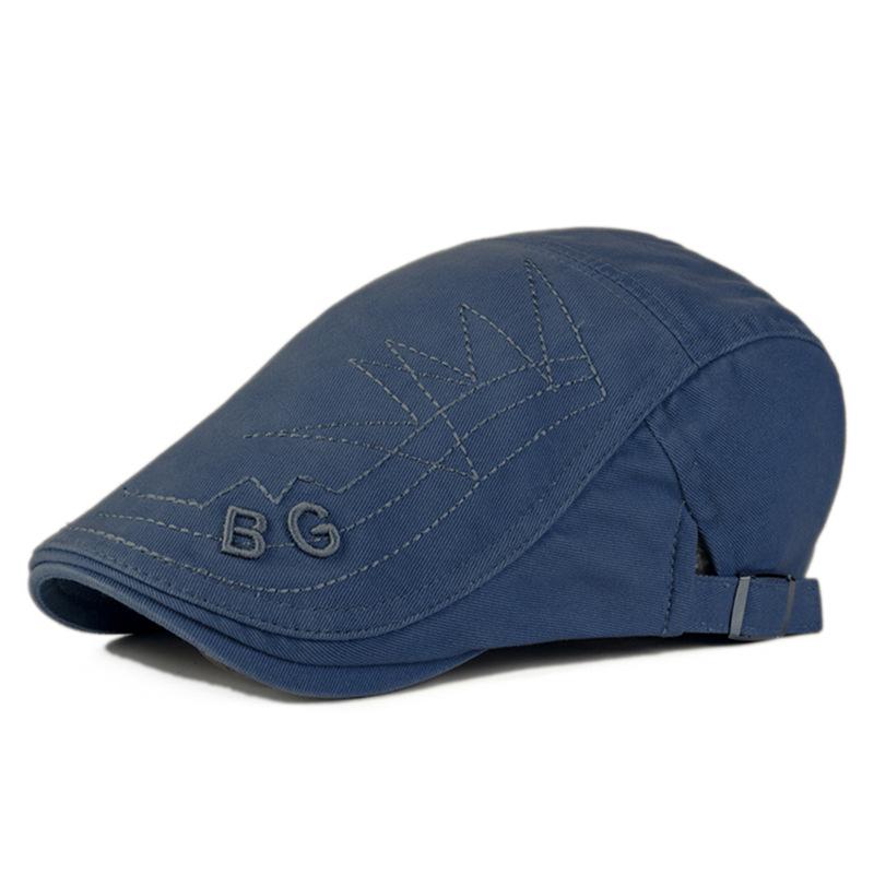 New fashion cap cotton embroidery hat men s casual sunshade painter beret retro forward hat Adjustable тёмно-синий