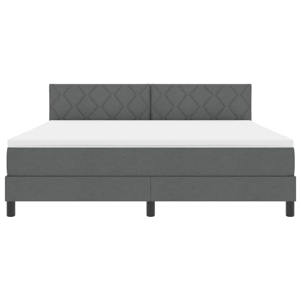 Boxspring Bed with Headboard Dark Grey 180 X 200 Cm Fabric