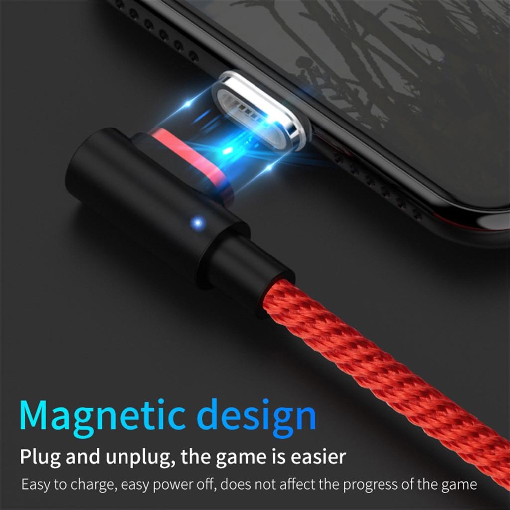 1M 3A 90 Degree Magnetic Fast Charging Charger Data Cable for Mirco USB