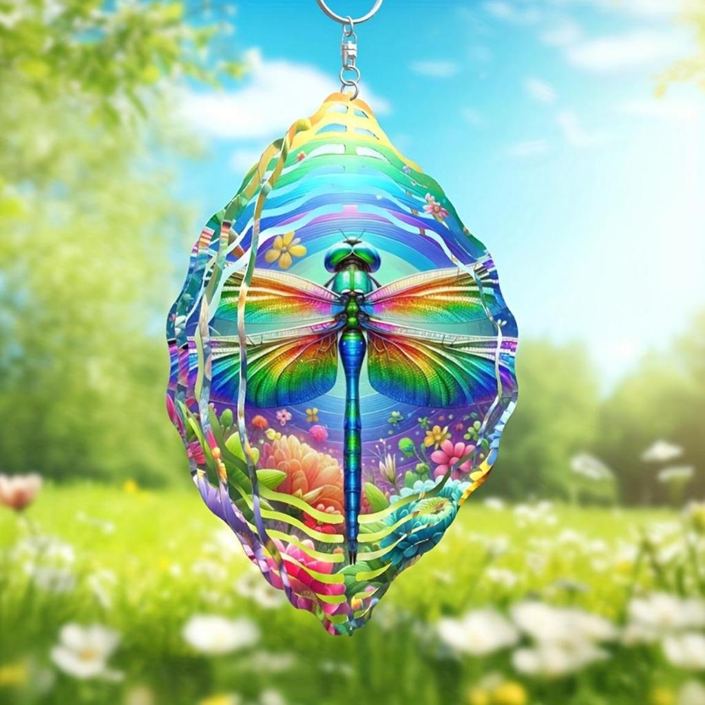 Metall Windspiel Lebhaftes Libellen Design Bunte Gartendekoration Kein Strom Benötigt Perfektes Geschenk für Muttertag Geburtstage Einweihung