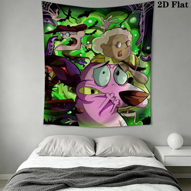 Courage the Cowardly Dog Wall Tapestry Aesthetic Wall Hanging Printed Fabric Blanket Decorative Tapestries for Bedroom Living Room Home Decor