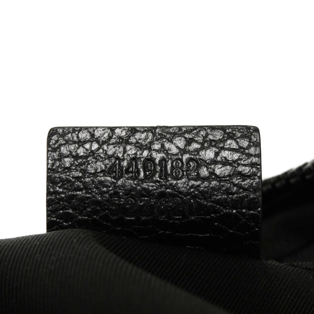 Used 9539 GG Nylon Waist Pouch 449182 7929 Leather Patch Gray Shoulder Bag with Embossed Logo Black Men's from Japan