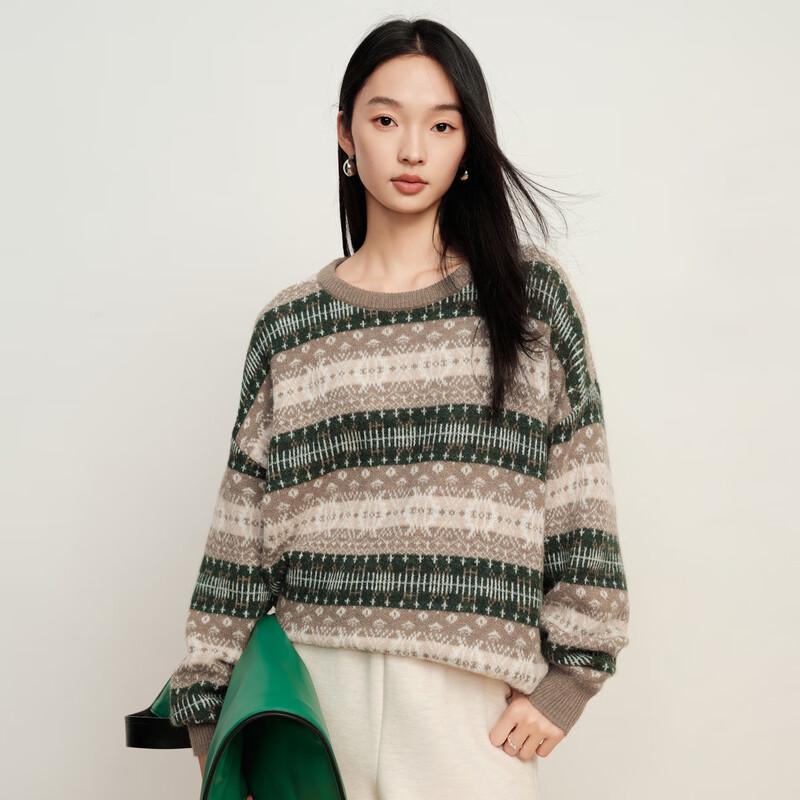 Elva' Island Women's Striped Long Sleeve Knit Sweater