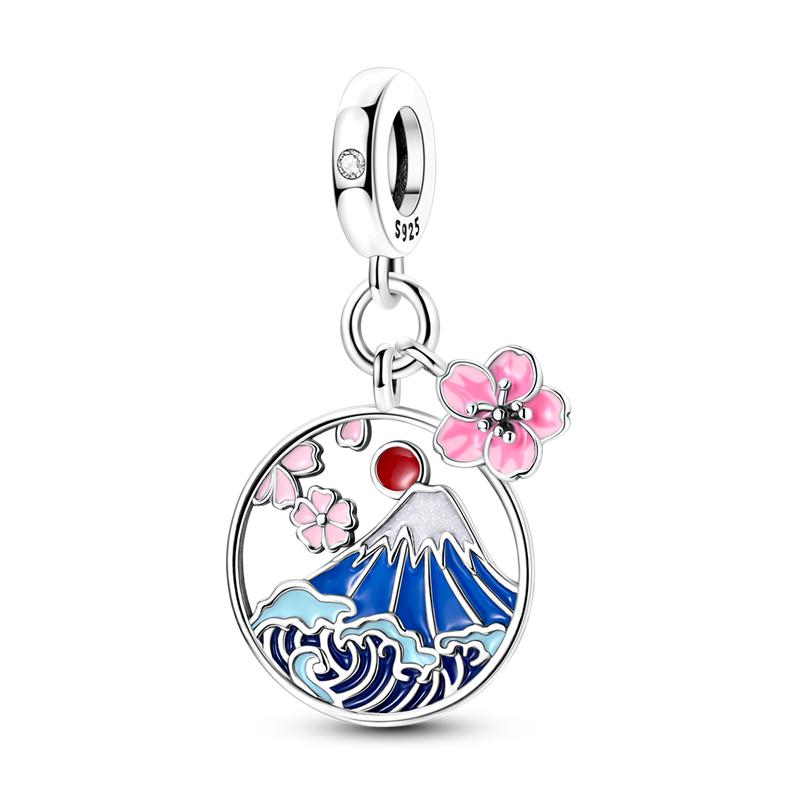 Charms Plata Copper Pink Paper Crane Flower Butterfly Balloon Charm Beads Fit Bracelet Necklace Women'S Diy Jewelry