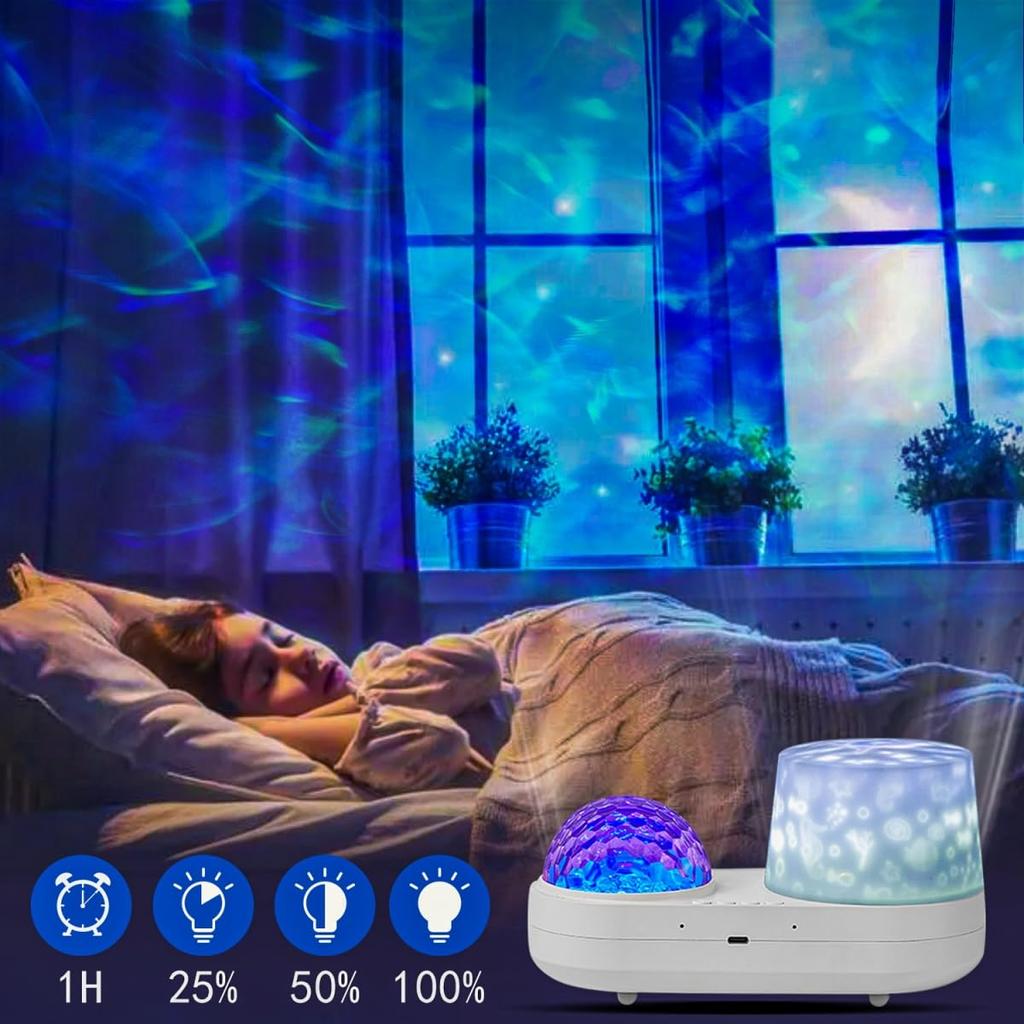 With Bluetooth music remote 13 home ocean light dual lighting 10 ocean wave colors 6 types of projection bedside car interior atmosphere 360 degree