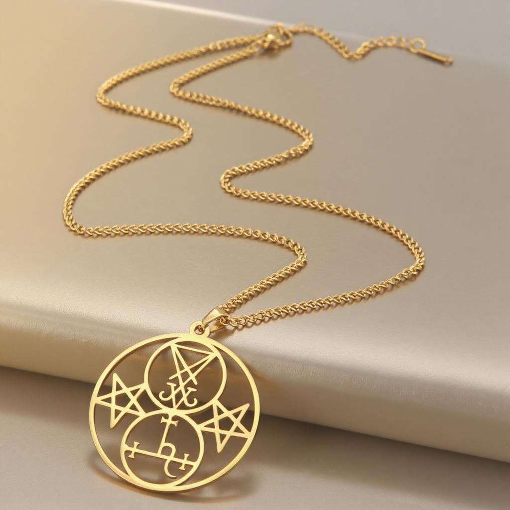 Pečeť Lilith Řetízkový náhrdelník z nerezové oceli Módní Šalamounův amulet Přívěsek náhrdelník pro ženy Muži Židovské šperky Dárek
