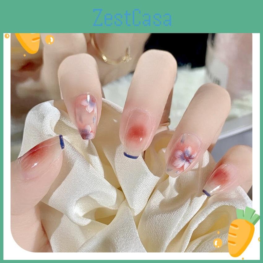 Wearable Nail Sticker Flower Rendering Wearable Nail Piece Nail Piece Removable Nail Sticker Piece Finished Y21