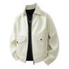 Mens Faux Leather Biker Jacket With Stand Collar Loose Fit Winter Outerwear Daily Wear