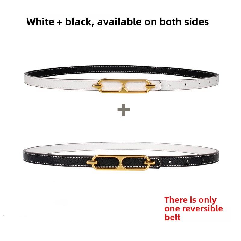 Belt - women s decorative belt for skirts, youth & student style, waist cincher, versatile two-way double-sided thin leather belt 105cm