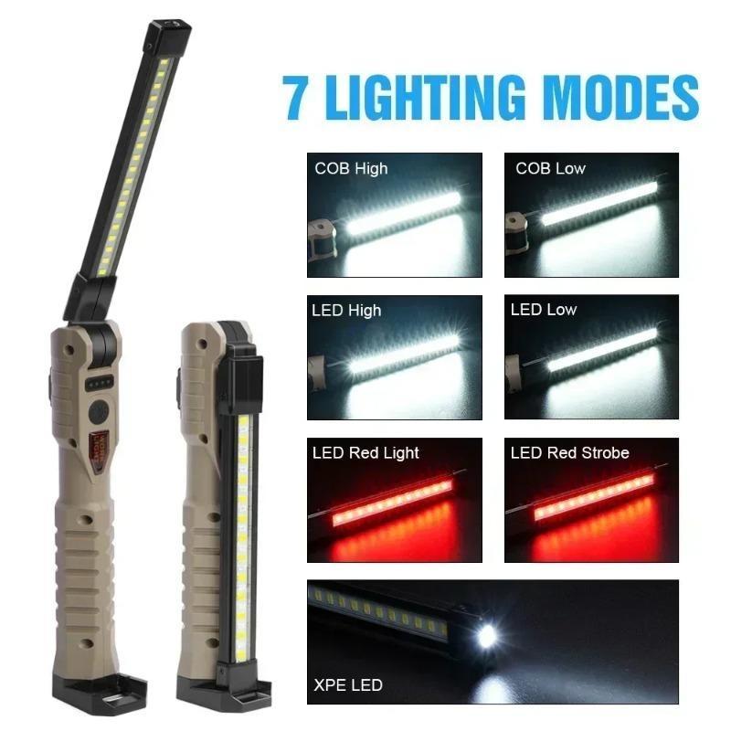 Multifunctional Folding Work Light Portable Camping Type-C Rechargeable Flashlight Built-in Battery Magnetic Lamp for Outdoor Repair Emergency Use