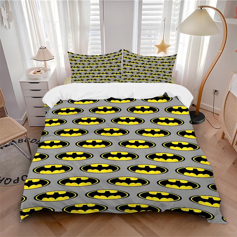 

3pcs Bat Signal Bedding Set, Soft Polyester Duvet Cover and Pillowcases Machine Washable Seasons all suitable & Guest Room Decor301 135x200cm