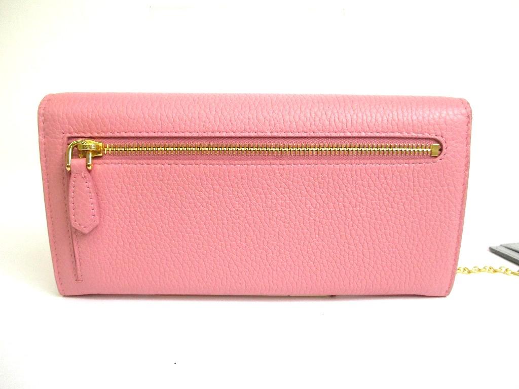 Authentic PRADA Pink and Gray Deer Leather Bifold Long Flap Wallet #a636  Refurbished