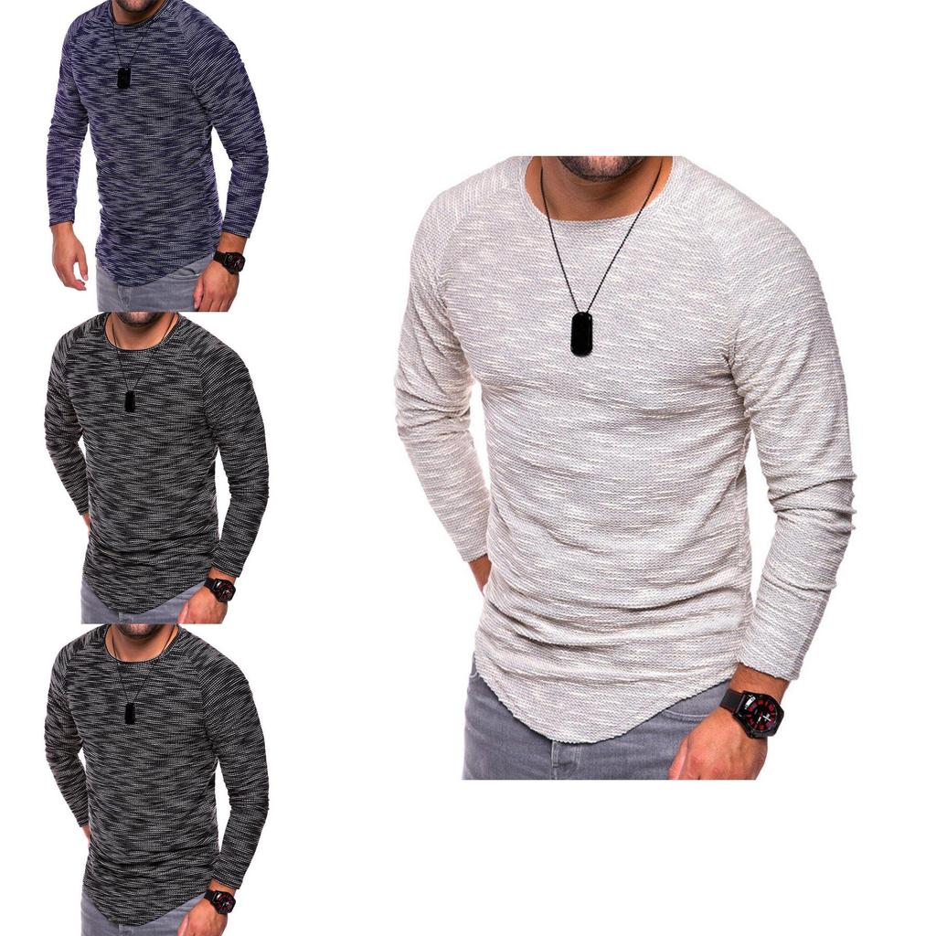 Mens Long Sleeve Oneck Tshirt With Unique Pattern And Comfortable Fit In Multiple Colors