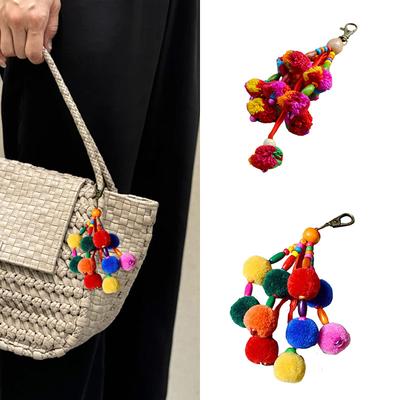 1Pc Plush Pompom Ball DIY Purse Bag Handmade Key Chain Keycahin Pendant Key Rings Tassels