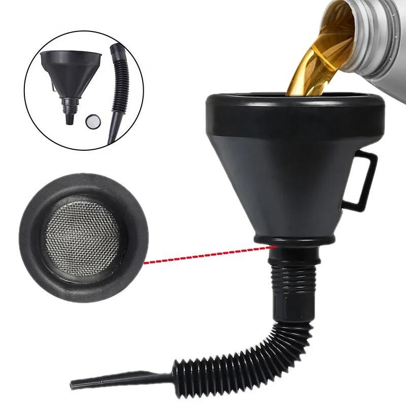 Flexible Refueling Long Funnel with Filter Mesh Car Motorcycle Removable Oil Fuel Filter Funnels Gasoline Oil Refueling Tools