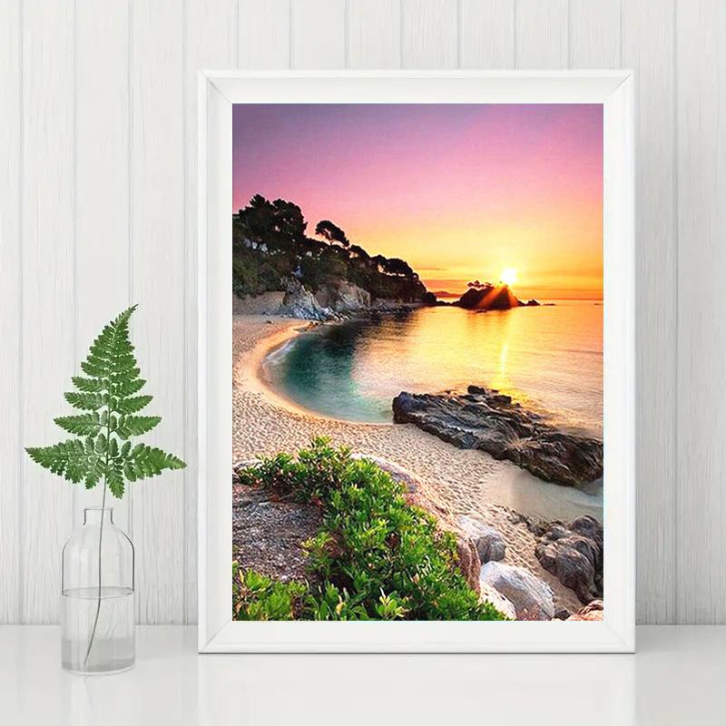 

5D DIY Алмазная картина Приморский пейзаж Алмазная вышивка Набор для вышивки крестом Полный горный хрусталь Мозаика Домашний декор Подарок Square 20x30cm