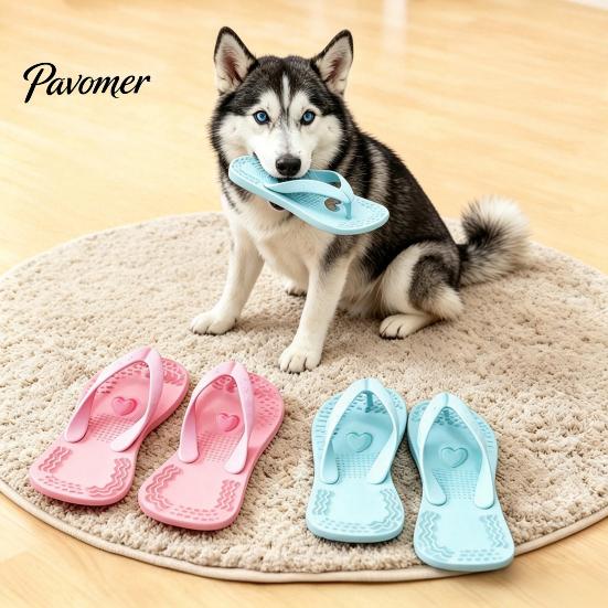 Safe Silicone Toys for Indoor Outdoor Fetch 1 Pair Flip-flop Dog Chew Toys, Funny Thong Sandal Durable Pet Toy Tartar Control Shape Puppy Teething