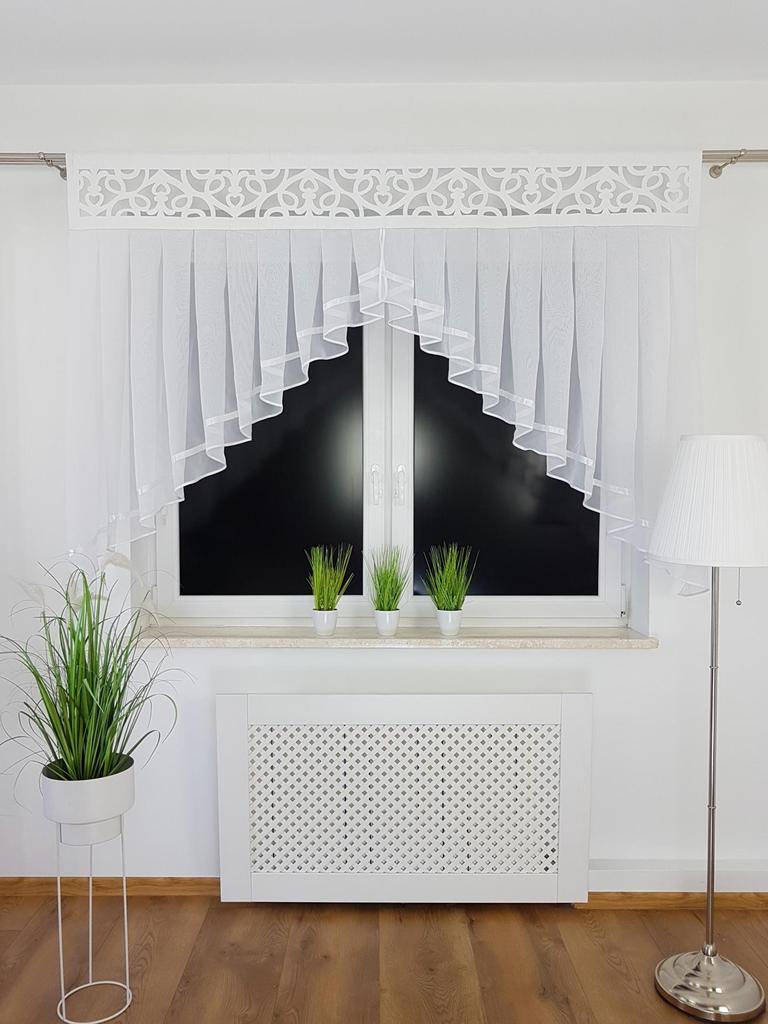Curtain with openwork panel, white, 200cm