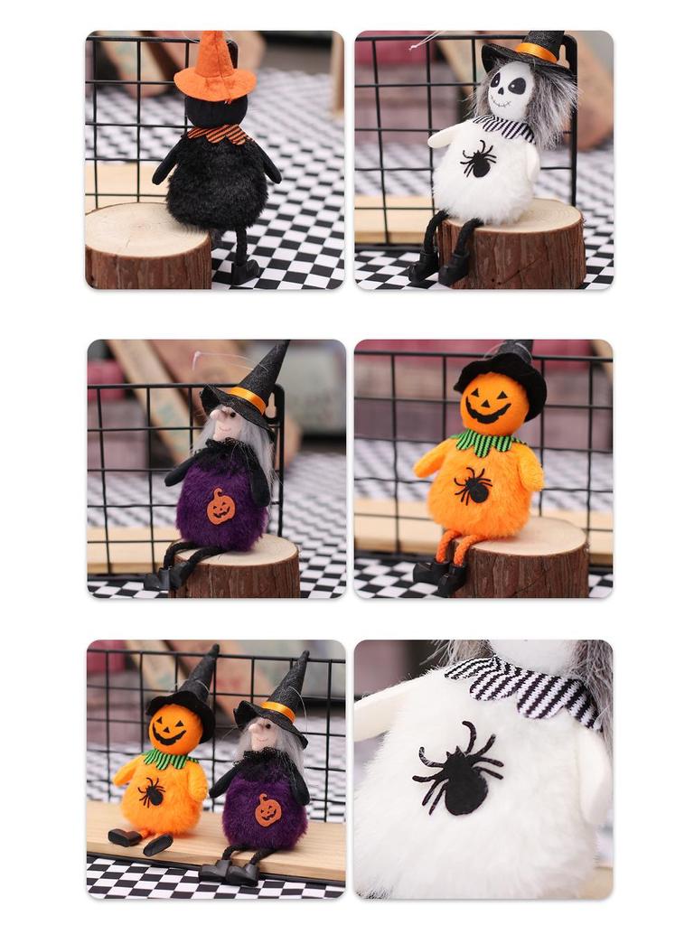 Plush Pumpkin Witch Doll Hanging Halloween Decor