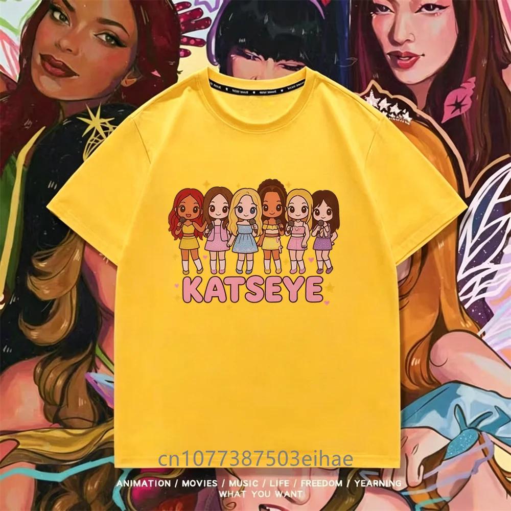 Katseye Unisex Short Sleeve T Shirt Kpop Idol Print Tee For Boys Girls With Megan Daniella Manon Lara Sofia Yunchae Fan Daily