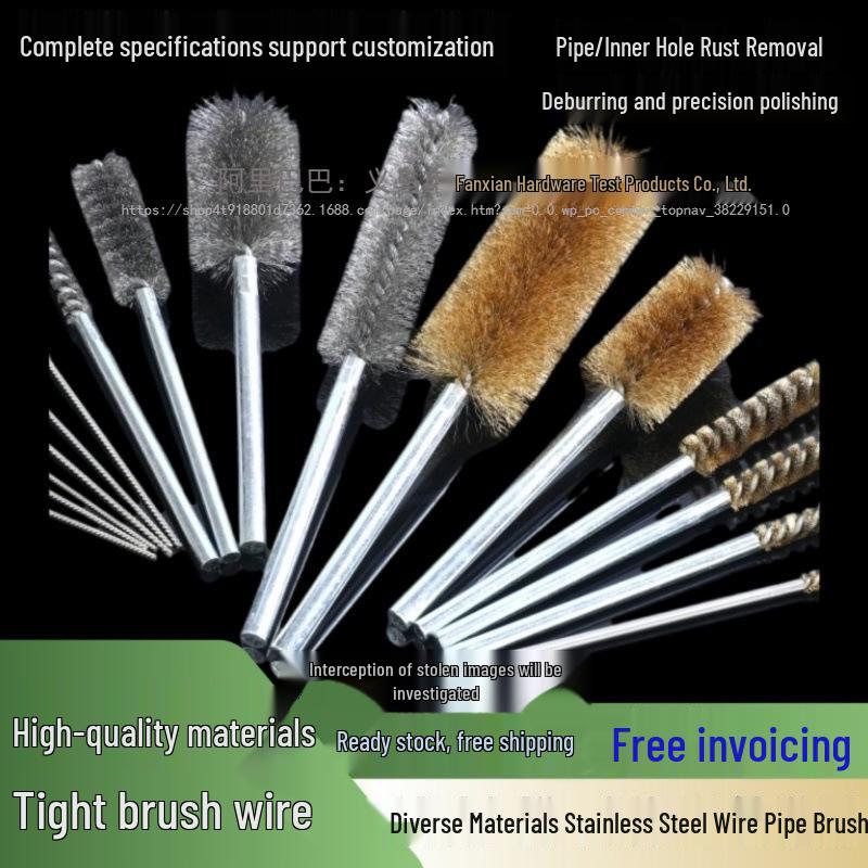 Stainless Steel Pipe Brush with Handle for Deburring, Rust Removal, Polishing, and Cleaning In Extended Inner Holes.