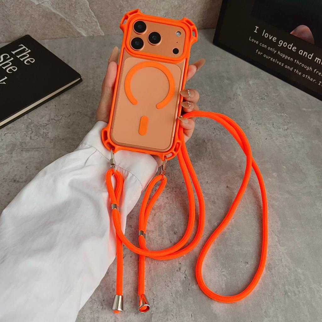 Creative Drone Four Corner Anti Drop Magnetic Case For iPhone 17 16 15 14 13 12 Pro Max for Magsafe Transparent Crossbody Shell