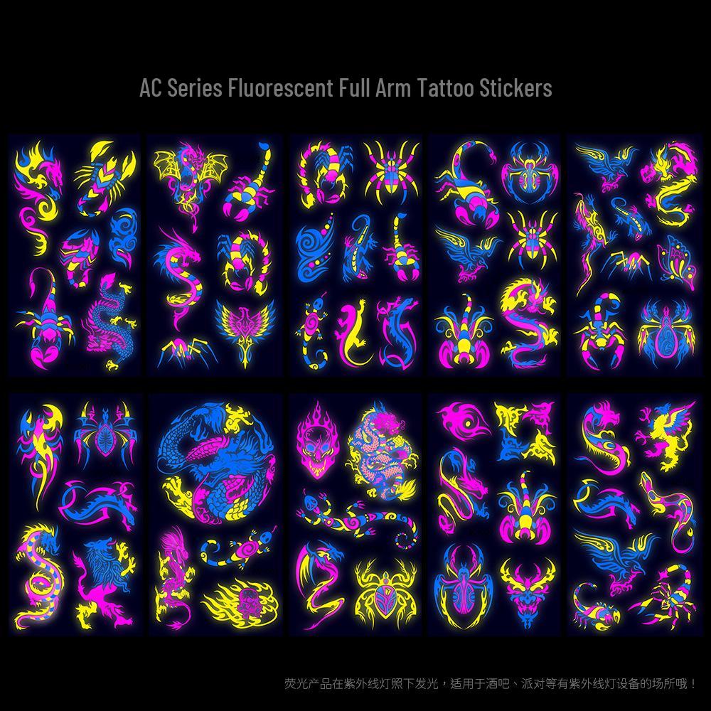 Creative Fluorescent Waterproof Full Arm and Face Tattoo Sticker