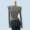Chic and Beautiful Cross V-neck Sexy Knitwear Women's Autumn New Arrival Long Sleeves Short Inner Padded Shoulder Tops