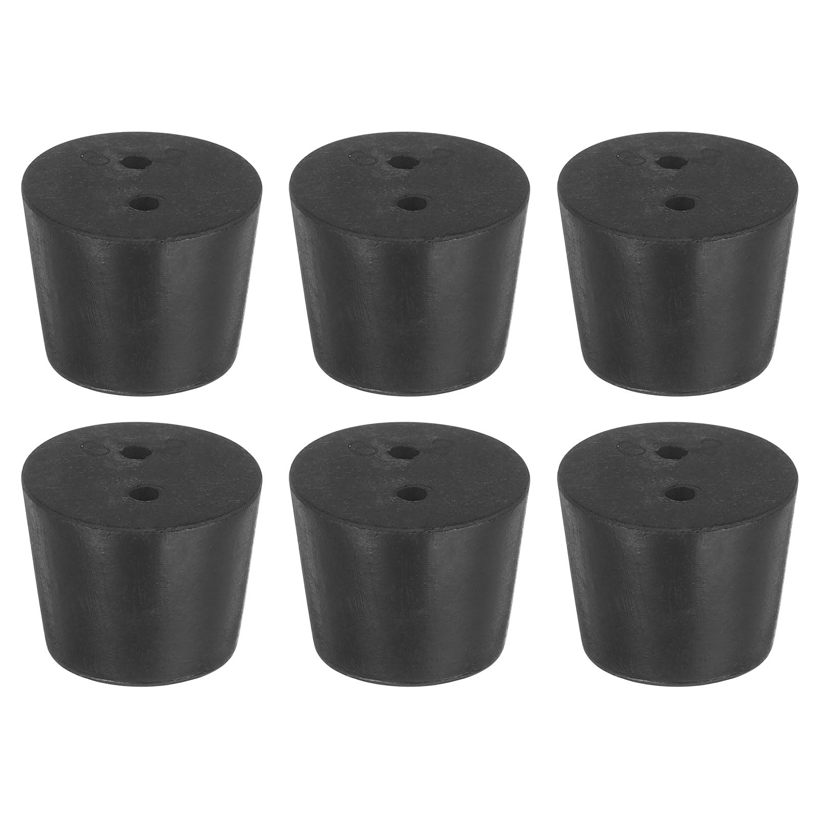 uxcell 6pcs 2 Hole Rubber Stopper Tapered Lab Seal Tube Stopper Plug Test Tube 32x26x25mm