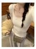 French Chic Lace Long Sleeve T-Shirt: Sweet, Cool, Spicy Collarbone Style, and Waist-Showing Korean Women's Autumn/Winter Top