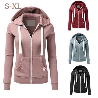 Cappotto sportivo da donna con cappuccio a maniche lunghe autunnale, tasche con cerniera, top da donna con capispalla floreale