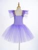 Girls Princess Tutu Dress with Flying Sleeves & Lace Flower Decor, Adjustable Spaghetti Straps, Mesh Skirt + Headdress for Dance Party