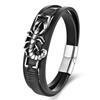 Black Leather Rope Cowhide Men's Centipede Animal Pattern Genuine Leather Woven Bracelet Multi-layer Leather Bracelet 2026