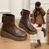 Slope Heel Thin Short Boots Women's Autumn and Winter New Simple Thick-soled Warm Fashion Boots Not Tired Mother Boots