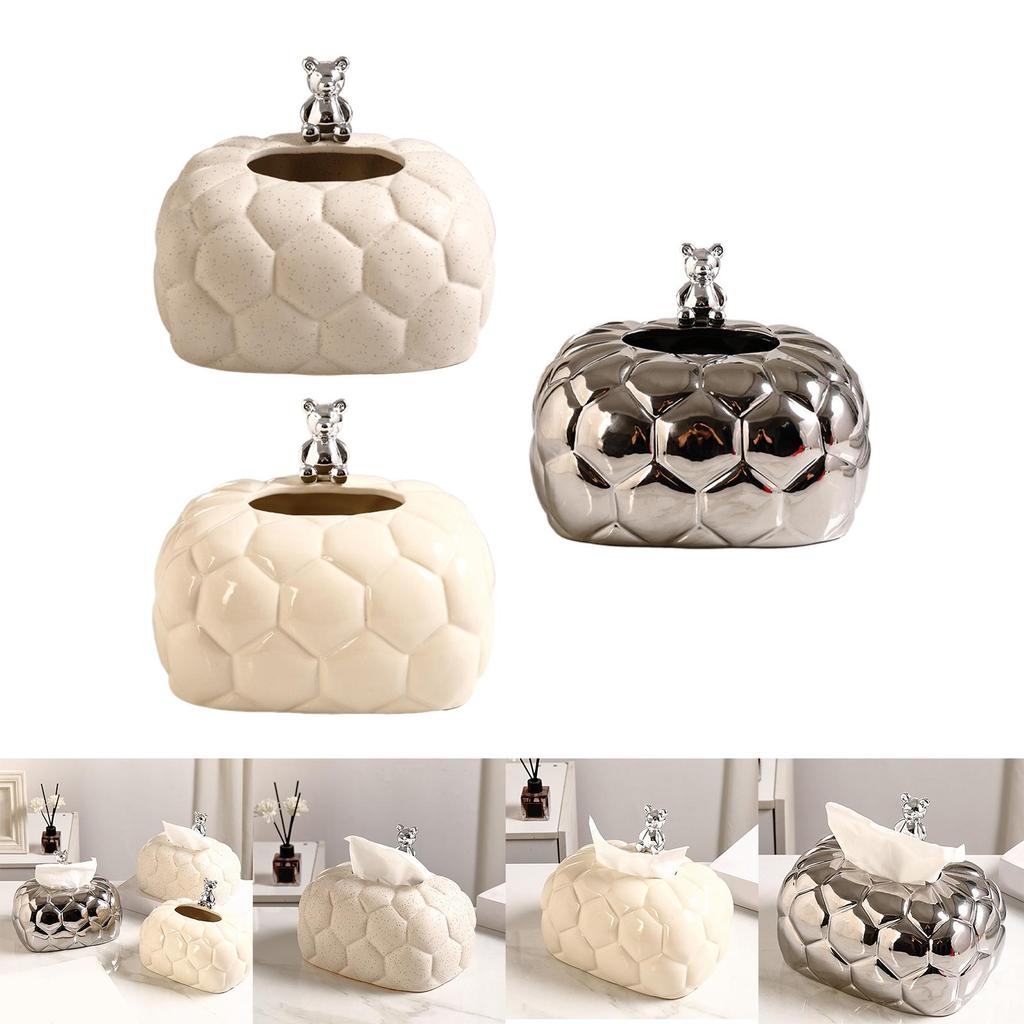 Ceramic Tissue Box Cover Holder Paper Storage Holder for Home Restaurant Car
