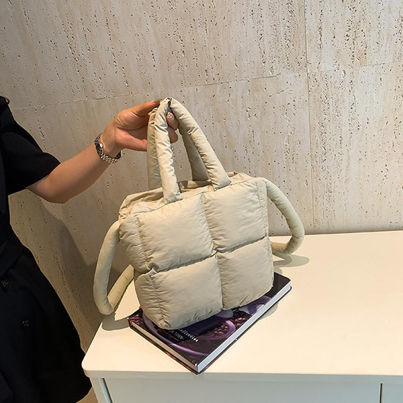 Sewing Thread Interior Compartment Top-Handle Bags Solid Casual High Quality Bags for Women Zipper Nylon Women's Handbags ARI