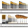32pcs Paint Brush Set, Artist Series, Nylon Bristles with Round, Filbert, Flat, Fan, Angle, Detail Brush, Suitable for Painting